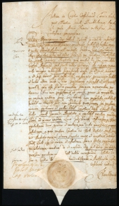 Pismo urzędowe uwierzytelnione pieczęcią starosty Rafała Leszczyńskiego z 15 kwietnia 1688 roku